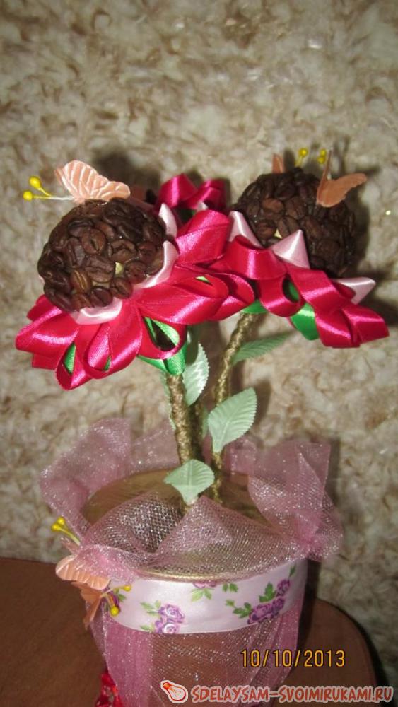 цветочно-кофейный топиарий