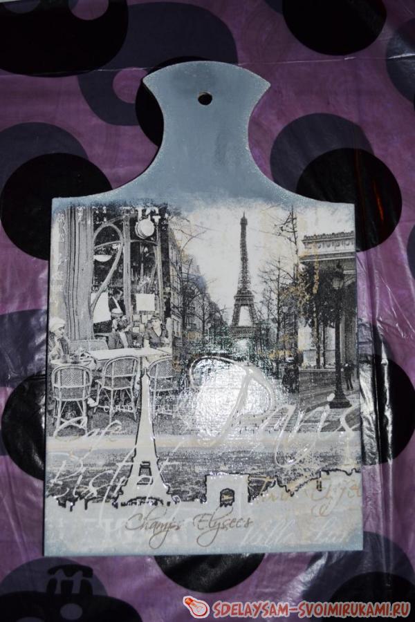 декупаж досочки с Парижем