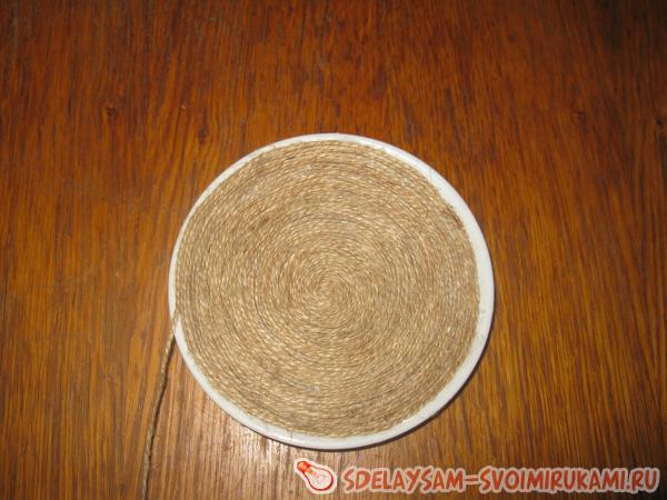 обмотка шпагатом блюдечка и чашки