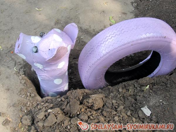 Украшение для садика из колеса