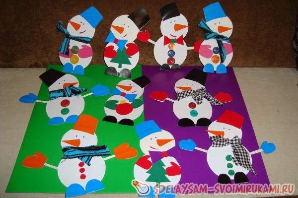 Снеговики новогодние из бумаги