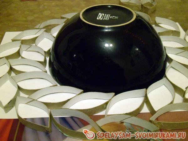 обклеиваем круглоую тарелку