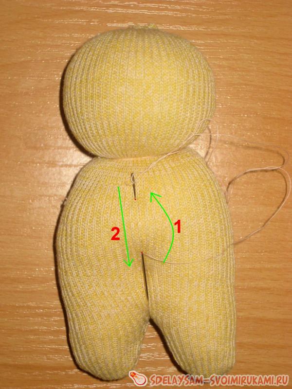 Закрепляем нитку и шьем по схеме