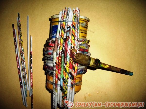 клеим трубочки вертикально