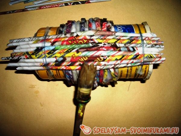 клеим трубочки вертикально