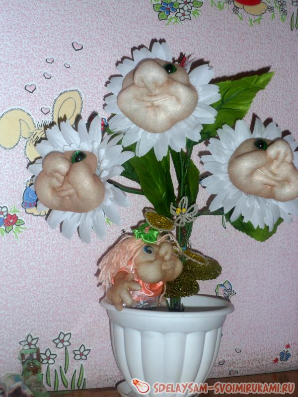 ромашки в чулочной технике