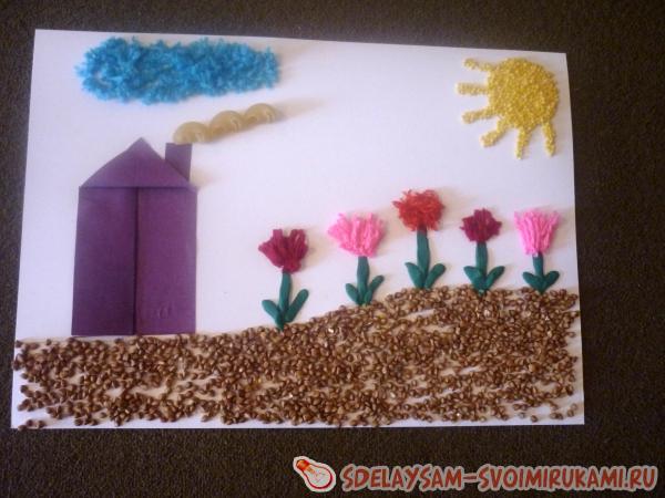 Поделка из кусочков пряжи
