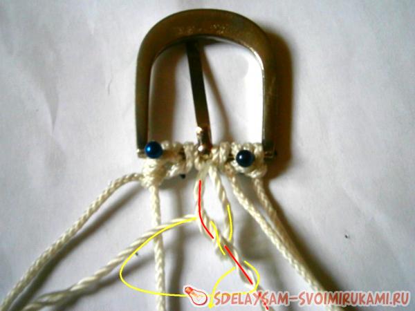 Пояс макраме с бусинками