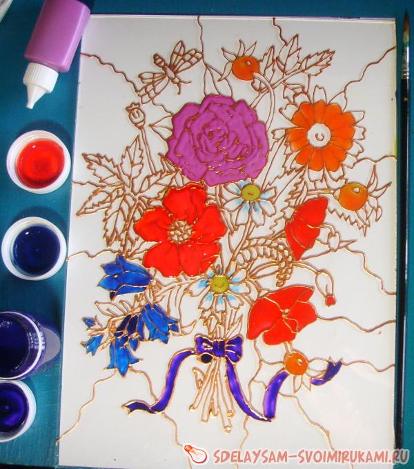 раскрасьте цветы