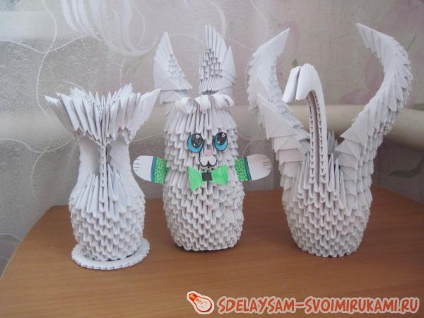 Модульное оригами Веслый зайчишка