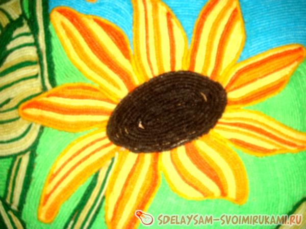 Картина Подсолнухи техника ниткография