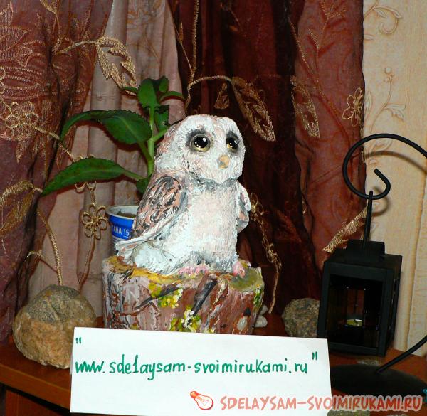 Садовая фигурка совенок своими руками