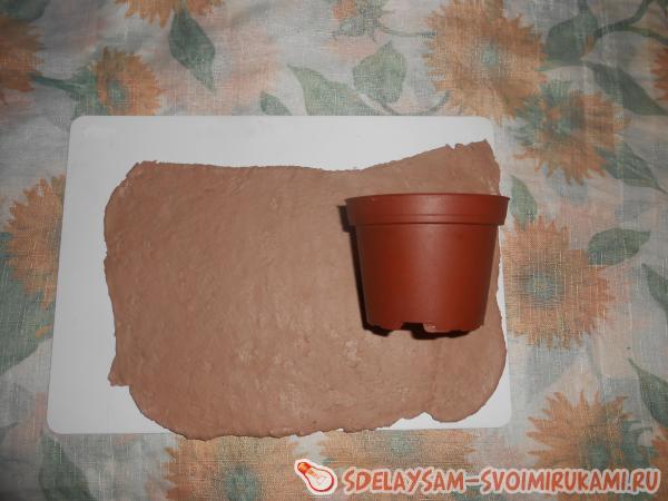 обернем тестом горшочек