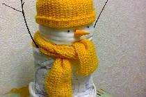 Снеговик из одноразовых подгузников