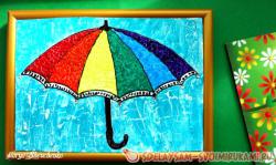 Мозайка из яичной скорлупы «Зонтик цвета радуги»