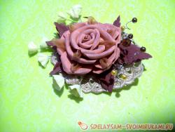 Зажим для волос в стиле бохо роза из фоамирана