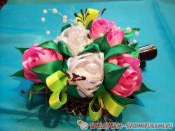 Заколка из атласных лент