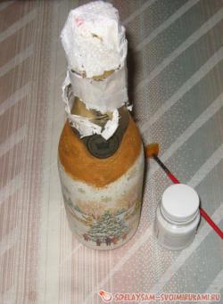 Декупаж бутылки шампанского