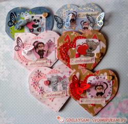 Валентинки в форме сердечка к Дню Всех Влюбленных