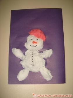 Объемная аппликация «Веселый снеговик»