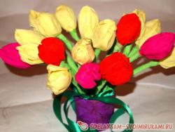 Букет тюльпанов из гофрированной бумаги
