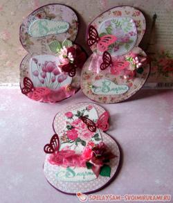 Открытки в форме восьмерки к празднику «8 Марта»