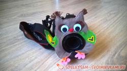 Сова-фотограф - игрушка на объектив фотоаппарата