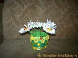 Как связать ромашки из пряжи?