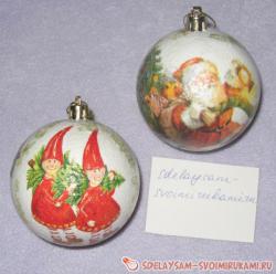 Декупаж новогодних елочных шаров