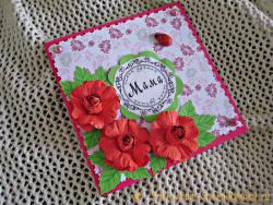 Открытка для мамы в технике скрапбукин