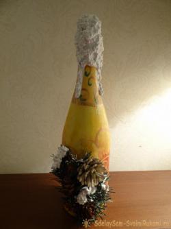 Декупаж бутылки шампанского своими руками