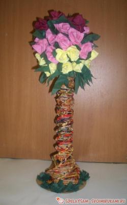 Топиарий из журнальных трубочек