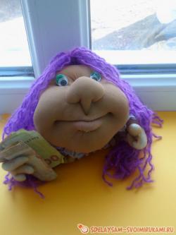 Кукла попик в чулочно-текстильной технике