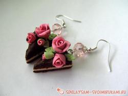 Сережки «Тортики с кремовыми розочками»