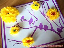 Открытка с силуэтами и объемными деталями