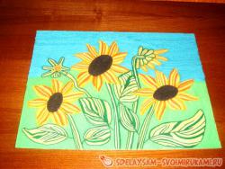 Картина «Подсолнухи» в технике ниткография