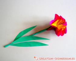 Гвоздика из цветной бумаги